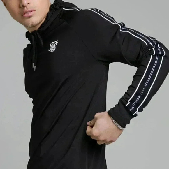 SikSilk Status Tape Overhead Hoodie - Black - Picture 1 of 6